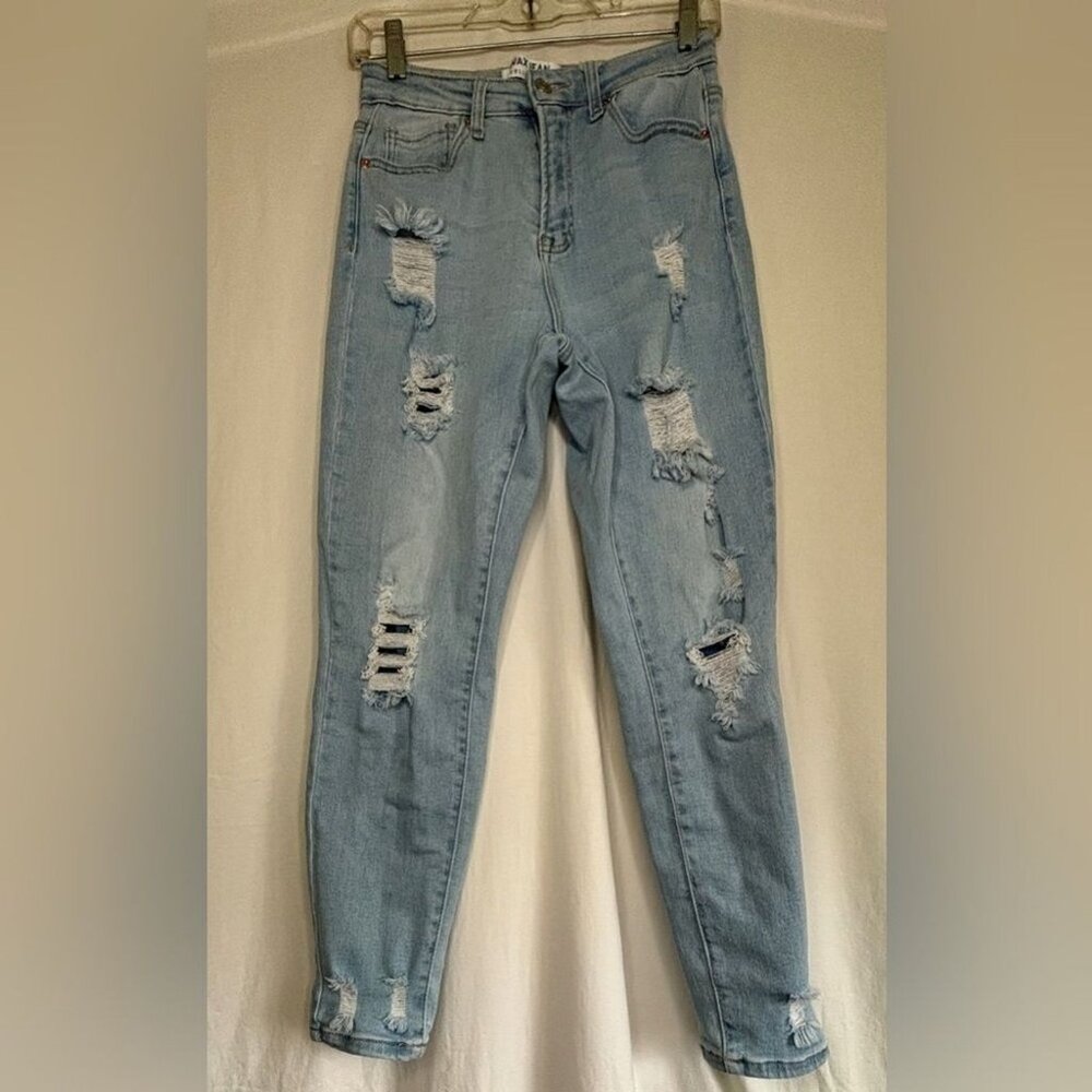Wax Jeans Mom Light Wash Distressed Sz 5 Sz 27